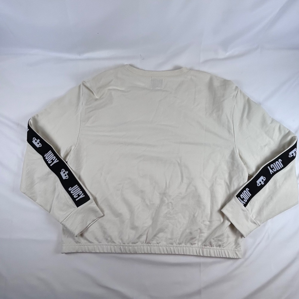 Juicy by Juicy Couture NWT Ivory Long Sleeve Sweatshirt Sz XL Black Stripe - Picture 7 of 14